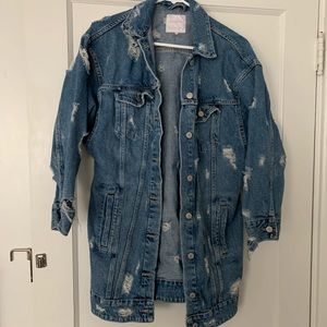 Zara Oversized Distressed Denim Jacket size S